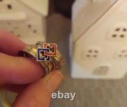 Iconic Gucci bracelet & ring set, 925, red, blue enamel, super rare. Vintage