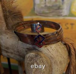 Iconic Gucci bracelet & ring set, 925, red, blue enamel, super rare. Vintage