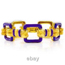 Italian 18k Yellow Gold & Cobalt Blue Enamel Bracelet by Uno-A-Erre