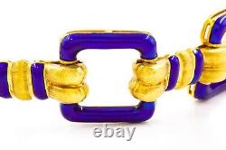 Italian 18k Yellow Gold & Cobalt Blue Enamel Bracelet by Uno-A-Erre