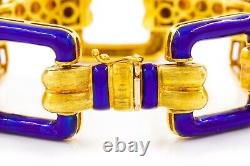 Italian 18k Yellow Gold & Cobalt Blue Enamel Bracelet by Uno-A-Erre