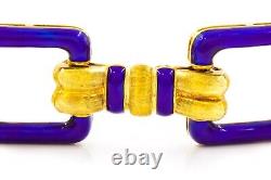 Italian 18k Yellow Gold & Cobalt Blue Enamel Bracelet by Uno-A-Erre, 7 3/8 l