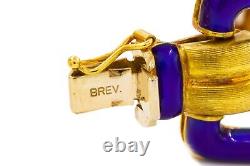 Italian 18k Yellow Gold & Cobalt Blue Enamel Bracelet by Uno-A-Erre, 7 3/8 l