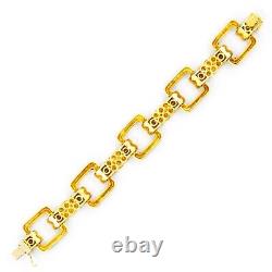 Italian 18k Yellow Gold & Cobalt Blue Enamel Bracelet by Uno-A-Erre, 7 3/8 l