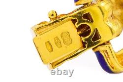 Italian 18k Yellow Gold & Cobalt Blue Enamel Bracelet by Uno-A-Erre, 7 3/8 long