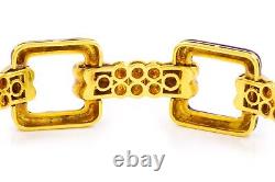 Italian 18k Yellow Gold & Cobalt Blue Enamel Bracelet by Uno-A-Erre, 7 3/8 long