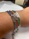 Italian 925 Sterling Silver Colorful Enamel Paperclip Link Bracelet 7mm Wide