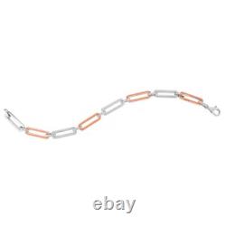 Italian 925 Sterling Silver Colorful Enamel Paperclip Link Bracelet 7mm wide