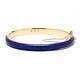 Italian Blue Enamel Solid Gold Bangle Bracelet, 18k Yellow Gold, Length 6.5 Inch