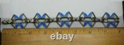 Italy 800 Sterling Silver Blue Enamel Openwork Modernist Link Bracelet 8 in