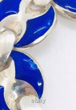 Italy Vintage 925 Sterling Silver Blue Enamel Bracelet