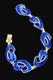 Ivar Holth Norway Gilt Sterling & Blue Enamel Art Deco Panel Link Bracelet 1940s