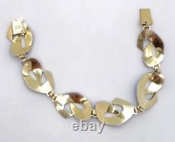 Ivar Holth Norway Gilt Sterling & Blue Enamel Art Deco Panel Link Bracelet 1940s
