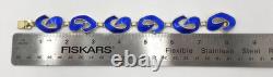 Ivar Holth Norway Gilt Sterling & Blue Enamel Art Deco Panel Link Bracelet 1940s