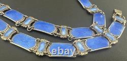 Ivar Holth Oslo Norway Sterling Silver Blue Guilloche Enamel Bracelet Necklace