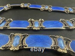 Ivar Holth Oslo Norway Sterling Silver Blue Guilloche Enamel Bracelet Necklace
