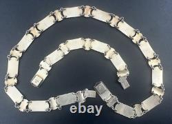 Ivar Holth Oslo Norway Sterling Silver Blue Guilloche Enamel Bracelet Necklace