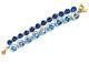 J Crew Brulee Iridescent Blue Crystal Bracelet 2-strand Gold-tone Link