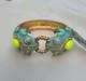J. Crew Double Frog Lucky Bangle In Blue Enamel Yellow Cabochons Vintage Nwt