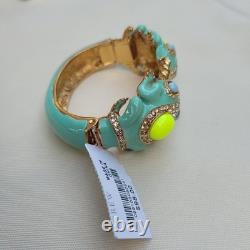 J. Crew Double Frog Lucky Bangle In Blue Enamel Yellow Cabochons Vintage NWT