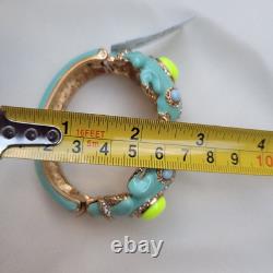 J. Crew Double Frog Lucky Bangle In Blue Enamel Yellow Cabochons Vintage NWT