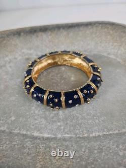 JBK Camrose & Kross Jackie Kennedy Blue Enamel Gold Tone Rhinestone Bracelet