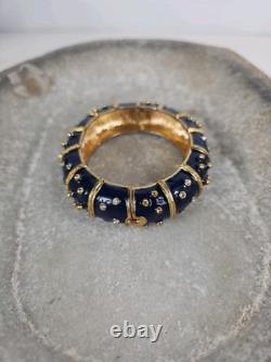JBK Camrose & Kross Jackie Kennedy Blue Enamel Gold Tone Rhinestone Bracelet