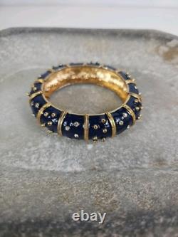 JBK Camrose & Kross Jackie Kennedy Blue Enamel Gold Tone Rhinestone Bracelet