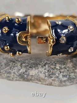 JBK Camrose & Kross Jackie Kennedy Blue Enamel Gold Tone Rhinestone Bracelet