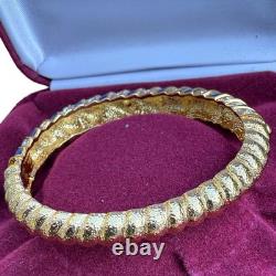 JBK Camrose & Kross Jackie Kennedy Blue Enamel Gold Tone Rhinestone Bracelet Vtg