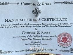 JBK Camrose & Kross Jackie Kennedy Blue Enamel Gold Tone Rhinestone Bracelet Vtg