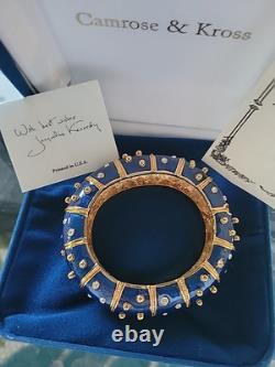 JBK Jackie Kennedy Camrose & Kross Blue Enamel Braclet With Crystal Inlays