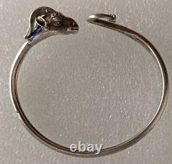 JEWELRY LALAoUNIS Hellenistic Goat Bracelet Sterling Silver 925 BLUE ENAMEL