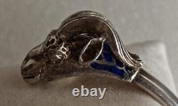 JEWELRY LALAoUNIS Hellenistic Goat Bracelet Sterling Silver 925 BLUE ENAMEL