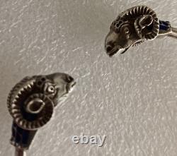 JEWELRY LALAoUNIS Hellenistic Ram bracelet Sterling Silver 925 BLUE ENAMEL