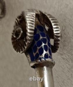 JEWELRY LALAoUNIS Hellenistic Ram bracelet Sterling Silver 925 BLUE ENAMEL