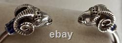 JEWELRY LALAoUNIS Hellenistic Ram bracelet Sterling Silver 925 BLUE ENAMEL