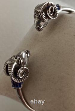 JEWELRY LALAoUNIS Hellenistic Ram bracelet Sterling Silver 925 BLUE ENAMEL