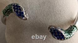 JEWELRY LALAoUNIS Hellenistic Snake Bracelet Silver 925 BLUE / GREEN ENAMEL