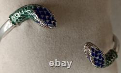 JEWELRY LALAoUNIS Hellenistic Snake Bracelet Silver 925 BLUE / GREEN ENAMEL