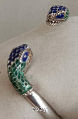 JEWELRY LALAoUNIS Hellenistic Snake Bracelet Silver 925 BLUE / GREEN ENAMEL