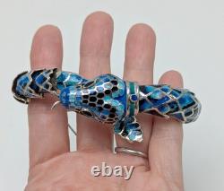 Jeronimo Fuentes TF-32 Taxco Mexico Sterling Silver Blue Enamel Snake Bracelet