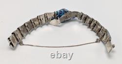 Jeronimo Fuentes TF-32 Taxco Mexico Sterling Silver Blue Enamel Snake Bracelet