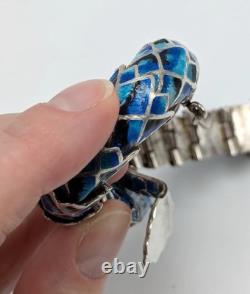 Jeronimo Fuentes TF-32 Taxco Mexico Sterling Silver Blue Enamel Snake Bracelet