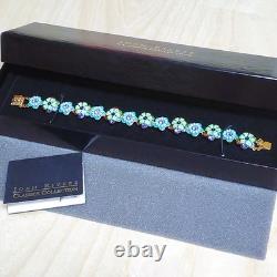 Joan Rivers Flower Bracelet NEW IN BOX Aqua Turquoise Enamel Rhinestone 7 RARE