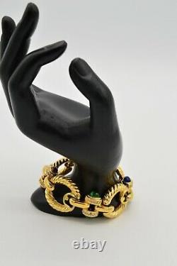Joan Rivers Signed Vintage Bracelet Cabochon Gripoix Green Blue Red Gold Bin4