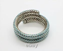 John Hardy Blue Enamel Silver Dot Double Row Coil Bracelet in Turquoise Color 6