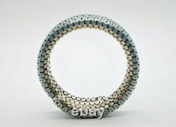 John Hardy Blue Enamel Silver Dot Double Row Coil Bracelet in Turquoise Color, M