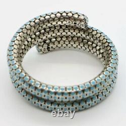 John Hardy Blue Enamel Silver Dot Double Row Coil Bracelet in Turquoise Color, M