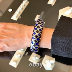 John Hardy Naga Blue & Black Enamel & Sterling Silver Flex Bracelet 123 Grams